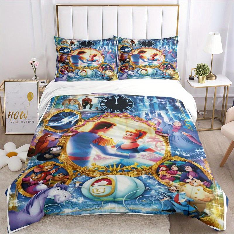 3pcs Cinderella's Enchanted Evening Printed Quilt Set Soft and Comfortable Quilt Cover for Bedroom, Guest Room Bedding Set B014