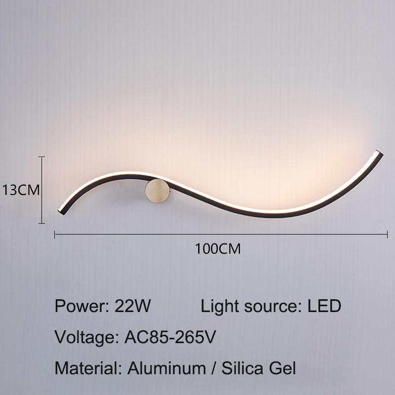 

Длинный настенный светильник для помещений, креативный S-образный светильник для спальни, скандинавский современный простой светильник, роскошный фон для гостиной, настенные светильники Cool White(5500-7000K) красный