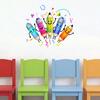 Colorful Pencils Wall Sticker Cartoon Kids Room Wall Decals Peel And Stick Classroom Wall Mural Art for Playroom Nursery Wall