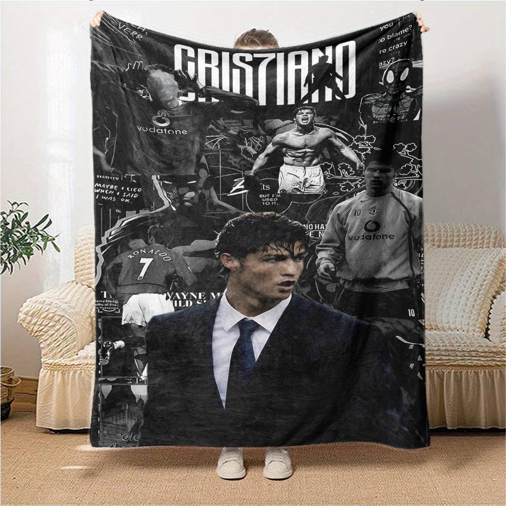 Ronaldos Iconic Moment Printed Flannel Breathable and Warm Blanket, a Stylish Home Gift, Suitable for Home, Office and Bedspread Use. 0713a12