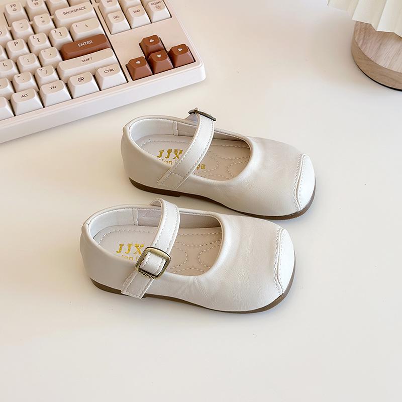 2025 Girls' Academy Style Leather Shoes - Spring & Autumn Princess Square Toe Korean Granny Shoes