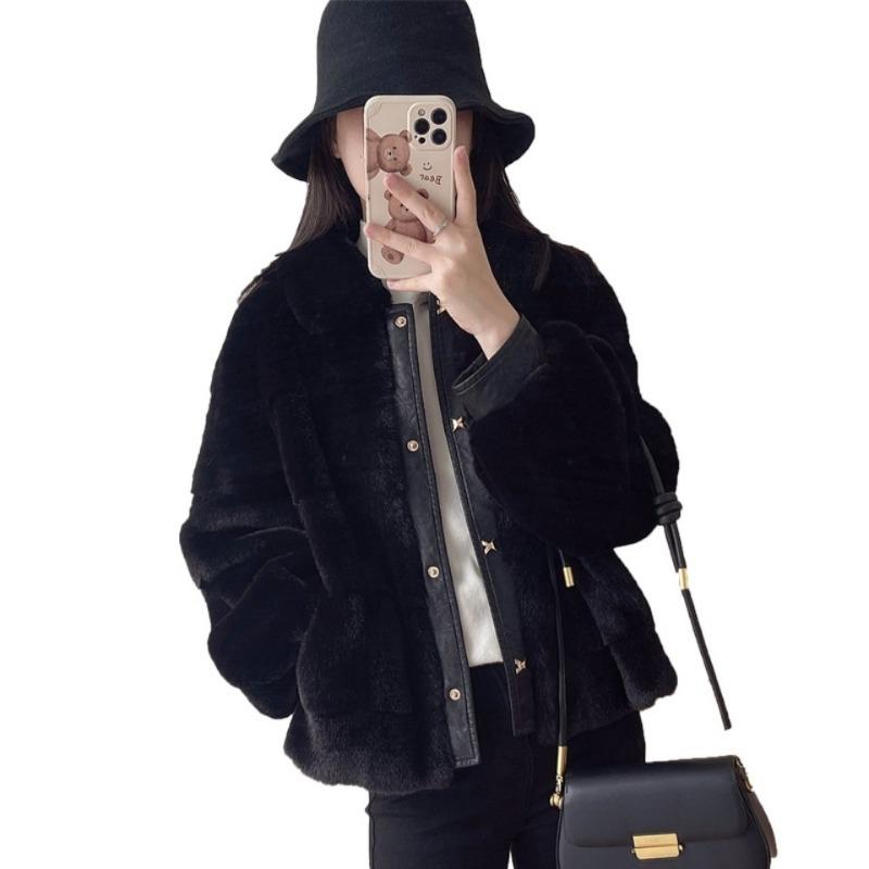 Korean Style Short Fur Collar Coat For Women Mom