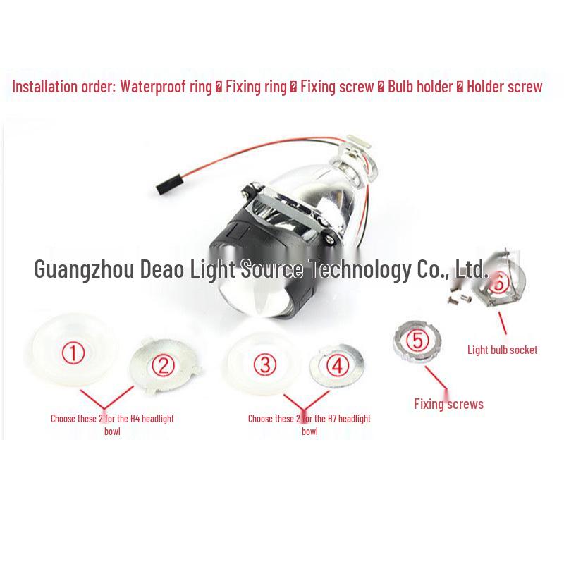 2.5" WST HID Bi-Xenon Projector Lens Headlight Kit for Cars & Motorcycles - High Brightness, Non-Destructive Refit.