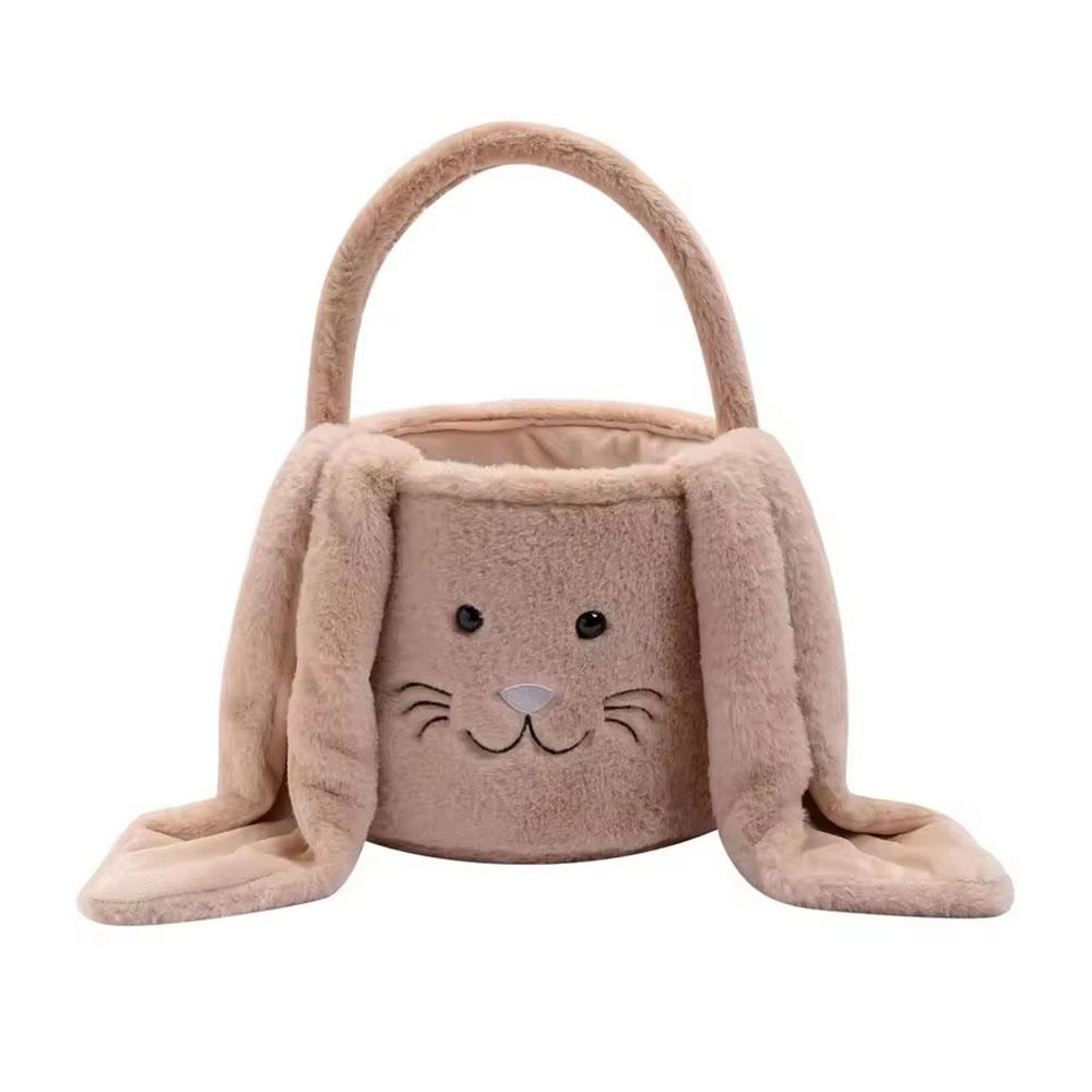 

Embroidered Plush Festival Basket - Personalized Long Eared Rabbit Style Ideal for Customize Easter/Christmas Gifts Handheld Bag 20x21cm