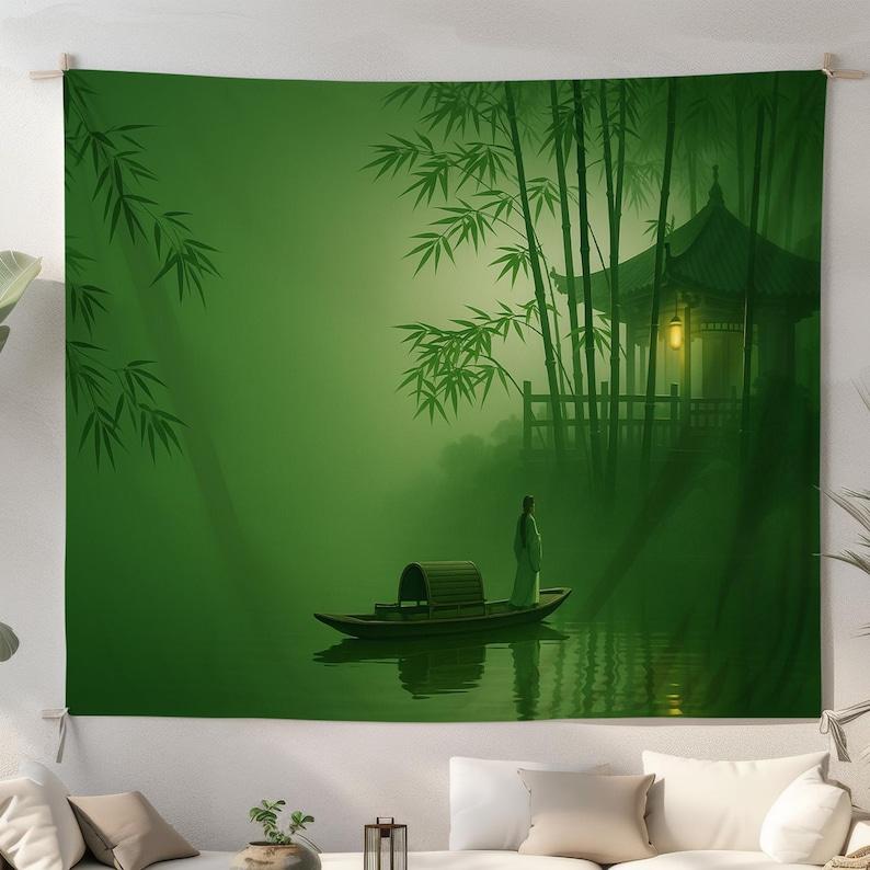 Asian Zen-inspired bamboo craftsmanship tapestry 75x100 чёрный