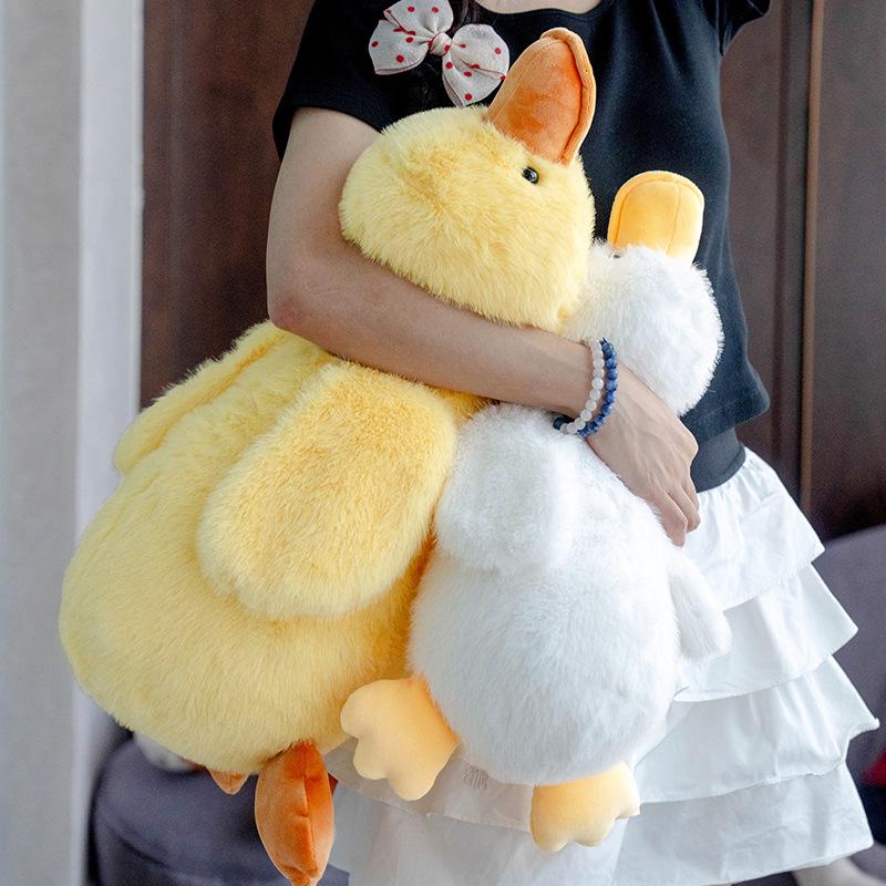 Adorable Yellow Duck Lumbar Pillow - Cute and Fluffy Cushion for Sofa, Office, or Bedside.