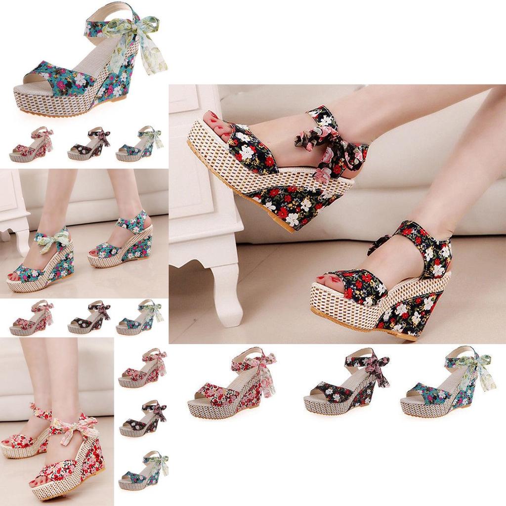 Premium Quality Women Boho Beach Sandals With Floral Wedge Heels For Summer Style