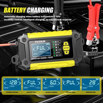 6A 12V Fully-Automatic Smart Charger LCD Display Tester Battery Charger Maintainer Pulse Repair Digital Car Battery Charger