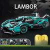 Technical Super Speed Green Lamborghinis Sports Car Model Building Blocks Famous Vehicle Assemble Bricks Kid Toys for Adult Gift