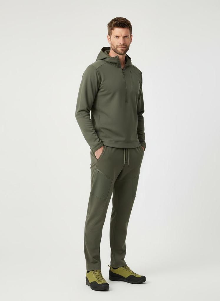 Men's Outdoor Half-Zip Hooded Sweatshirt - APH Series, Long Sleeve for Autumn & Winter Warmth, Bird House Style