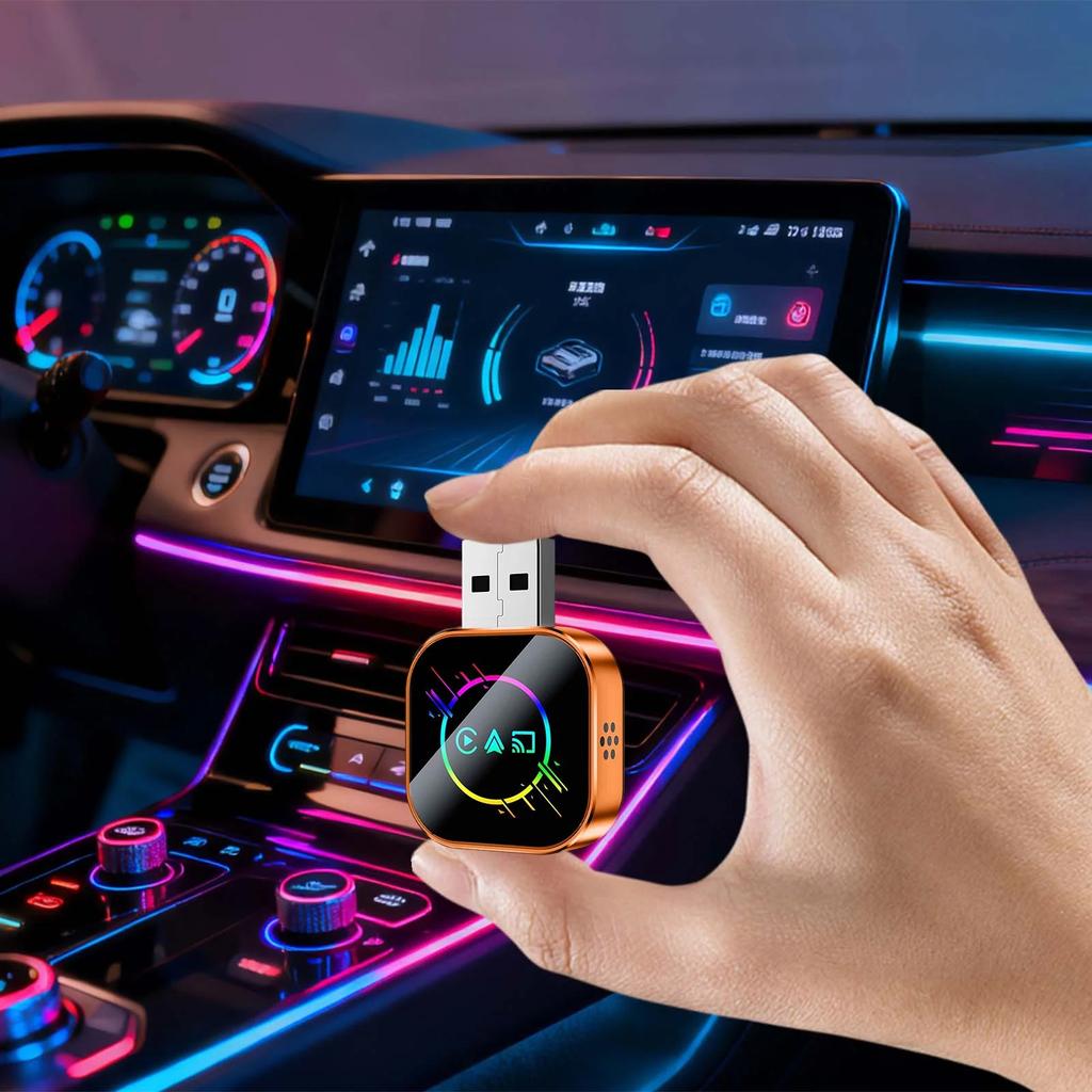 Car Play Wireless Adapter, USB Plug And Play For Factory Wired Car Play Cars, Compact Receiver With Bluetooth