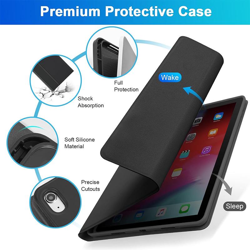 iPad Pro 11" Protective Case with Touchpad Bluetooth Keyboard & Pencil Holder for Air 4/5, 10th Gen, Leather Finish