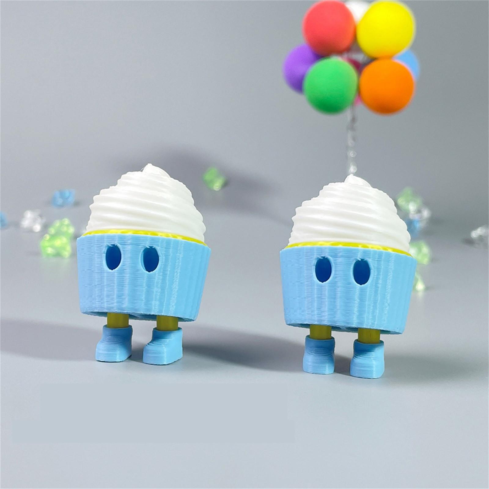 

3D Printed Gadgets Cute Ice Cream Desktop Ornaments Hand-made Model Simulation Toy One Size