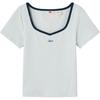 Levis Comfortable Versatile Slim Fit Short Sleeve Ribbed Round Neck T-Shirt Women Tops 003SM-0001
