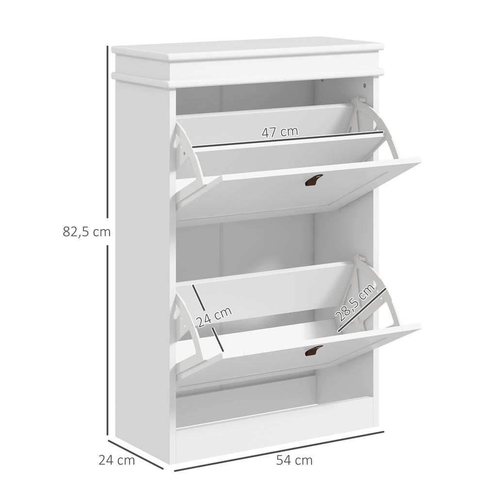 Narrow Shoe Cabinet With 2 Swing Doors And Adjustable Shelves For 10 Pairs Of Shoes For Entryway 54x24x82.5 Cm