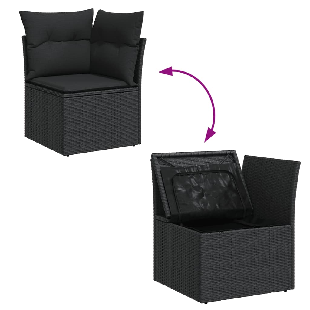 Vidaxl 6-Cz. Garden Furniture Set With Cushions, Black Poly Rattan