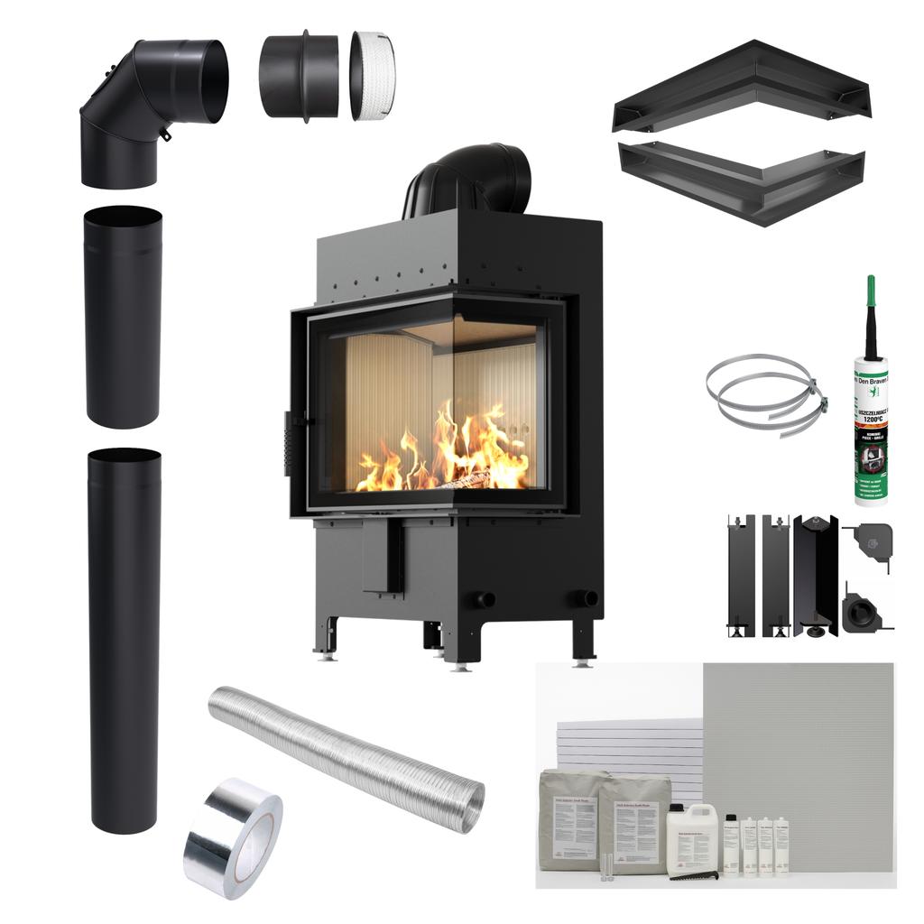 Fireplace KRATKI LUCY Right 12 kW Ø200 with Closing Built in Accessories
