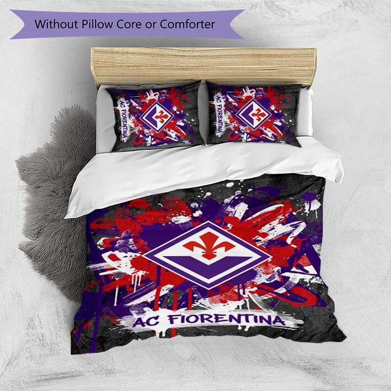 Fiorentina FC Printed 3PCS Bedding Set Breathable Duvet Cover with Pillowcases Decorative Bed Linen for Bedroom Home