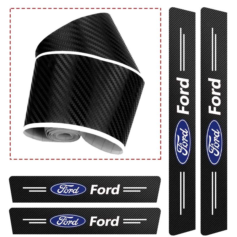 Car Sticker For Ford Car Door Sill Anti-scratch Stickers Carbon Microfiber Sticker For Ford Edge Explorer Transit Ranger Kuga MK