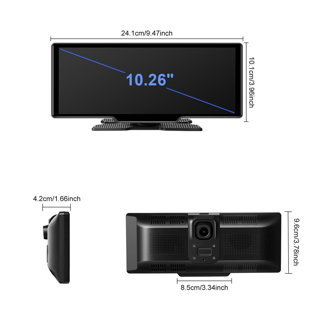 10.26" Portable Bluetooth Car Navigation Carplay Wireless Car Radio AHD Camera