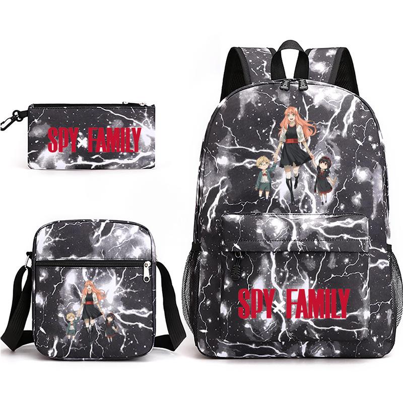 Spy Play House, Animation Periphery Backpack Student Schoolbag Satchel Pencil Case Three-Piece Set