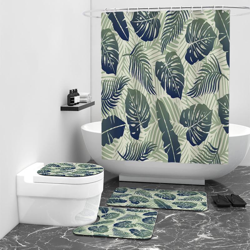 Digital bedruckter Duschvorhang mit Palmenblatt-Motiv, wasserdicht, Badezimmerdekor