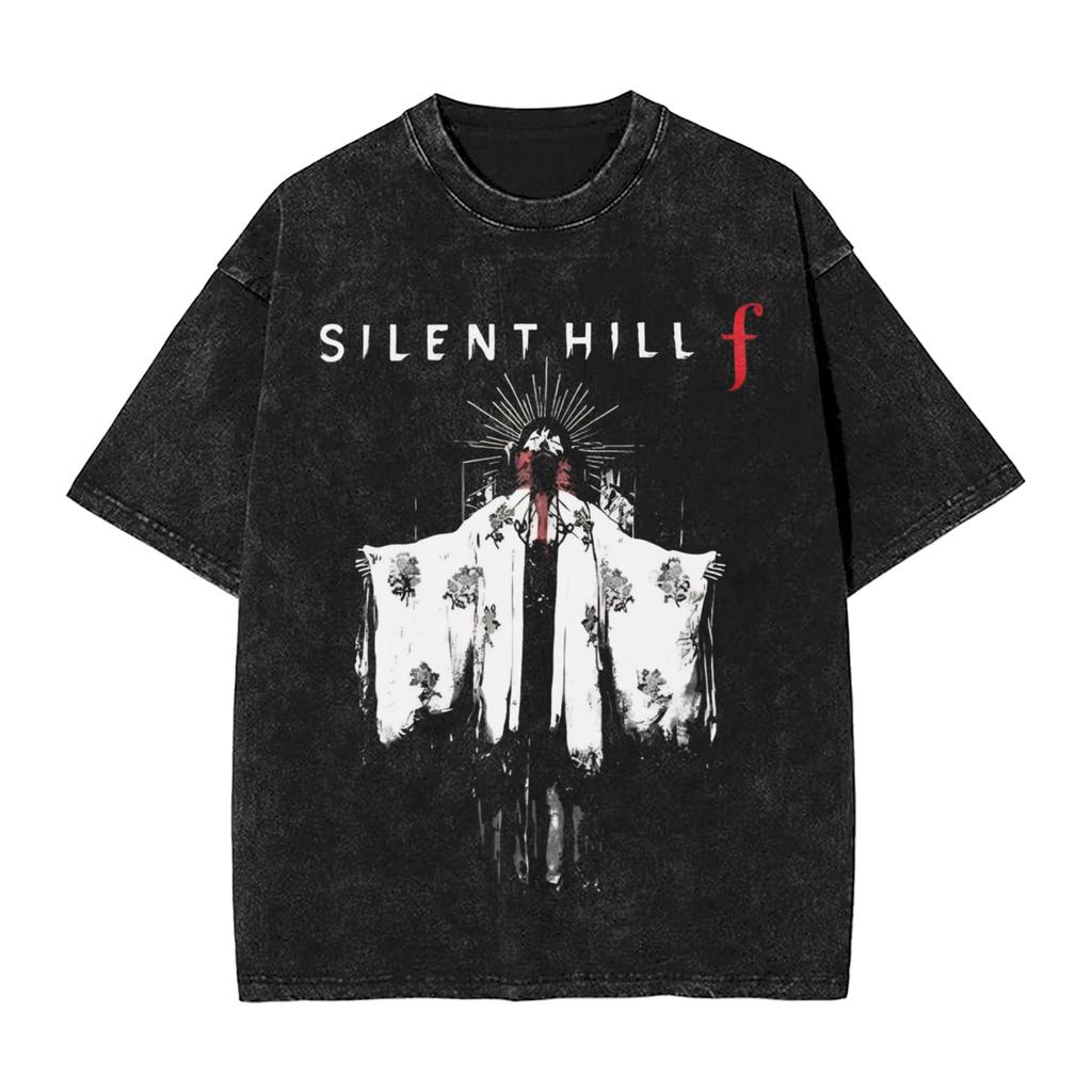 Washed T Shirt Silent Hill Emblem The Halo Of The Sun Tshirt Oversize Pc Videogames Survival Horror 100 Cotton Printed Tees