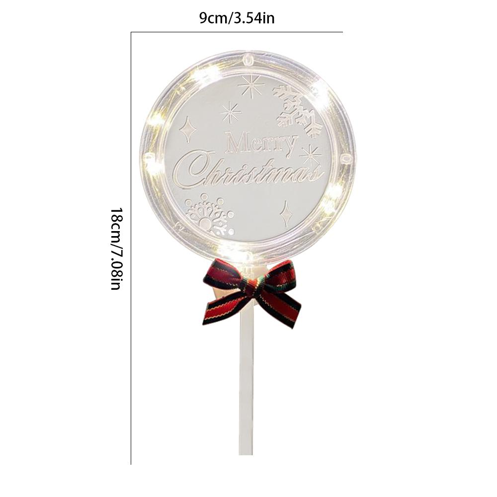 1pc Merry Christmas LED Light Cake Decoration for Christmas New Year Party Cake Topper Decoration Supplies