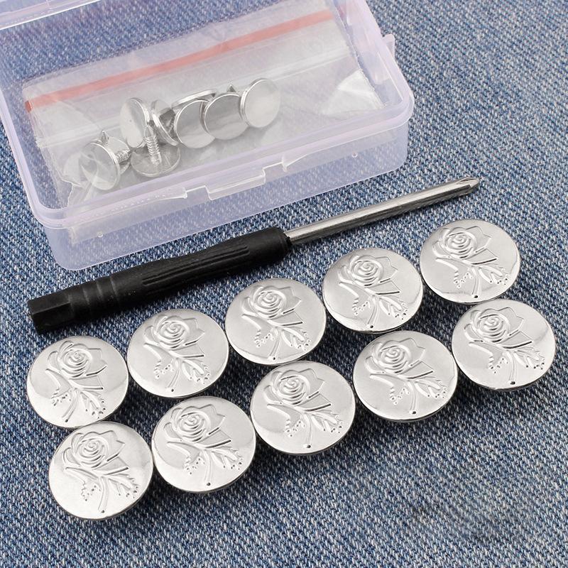 

Съемные джинсовые пуговицы Портативные Металлические пуговицы без шитья Замена Регулировка талии Брючные булавки Прочный Набор для ремонта из нержавеющей стали