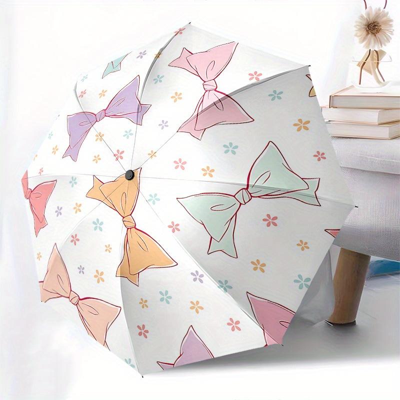 1pc Bowtie Pattern Themed Umbrella, 8 Rib Frame,Automatic Opening 3 Fold Umbrella, Lightweight and Durable Couple Umbrella-091