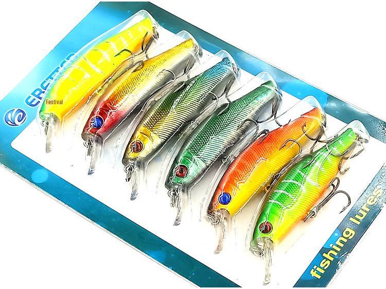 6-częściowy zestaw przynęt minnow do łowienia: 8,5 cm, 9 g Plastikowe Przynęty Twarde z Kotwiczkami