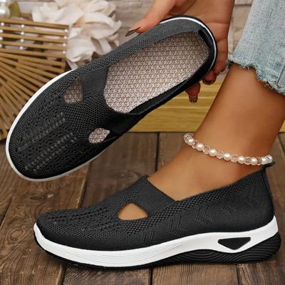 Ladies' Breathable One Foot Sports Shoes - Lightweight Knitted Casual Shoes with Arch Support, Comfortable To Wear, Hollowed Out Design