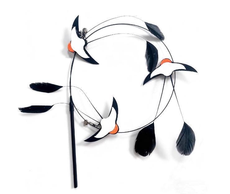 Cat Teaser Wand Replacement with Bell & Feather for Interactive Kitten Play