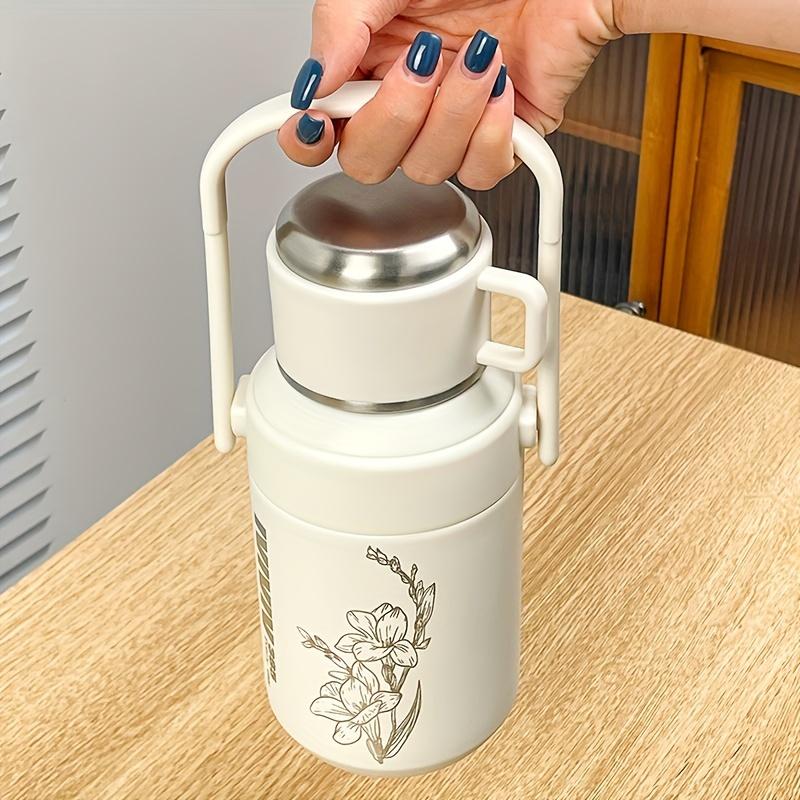 800ml Stainless Steel Insulated Water Bottle with Lid and Handle Multi-Purpose Large Capacity Leakproof for Travel Office School