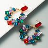 Women's Earrings Exaggerated Geometric Alloy Rhinestone Earrings Super Flash Full Crystal Drop Earrings