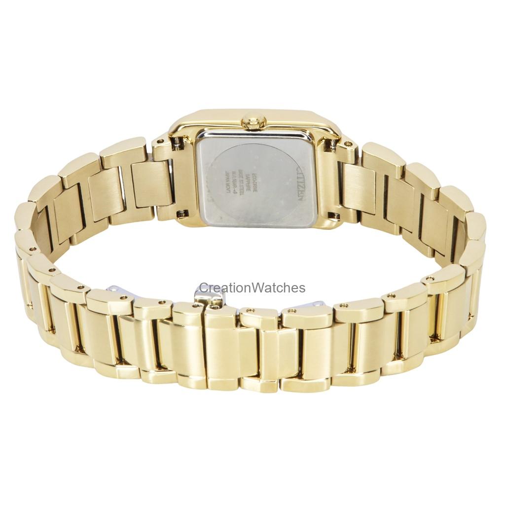 Citizen L Goldfarbenes Edelstahl Perlmutt Zifferblatt Eco-Drive EW5602-81D Damenuhr