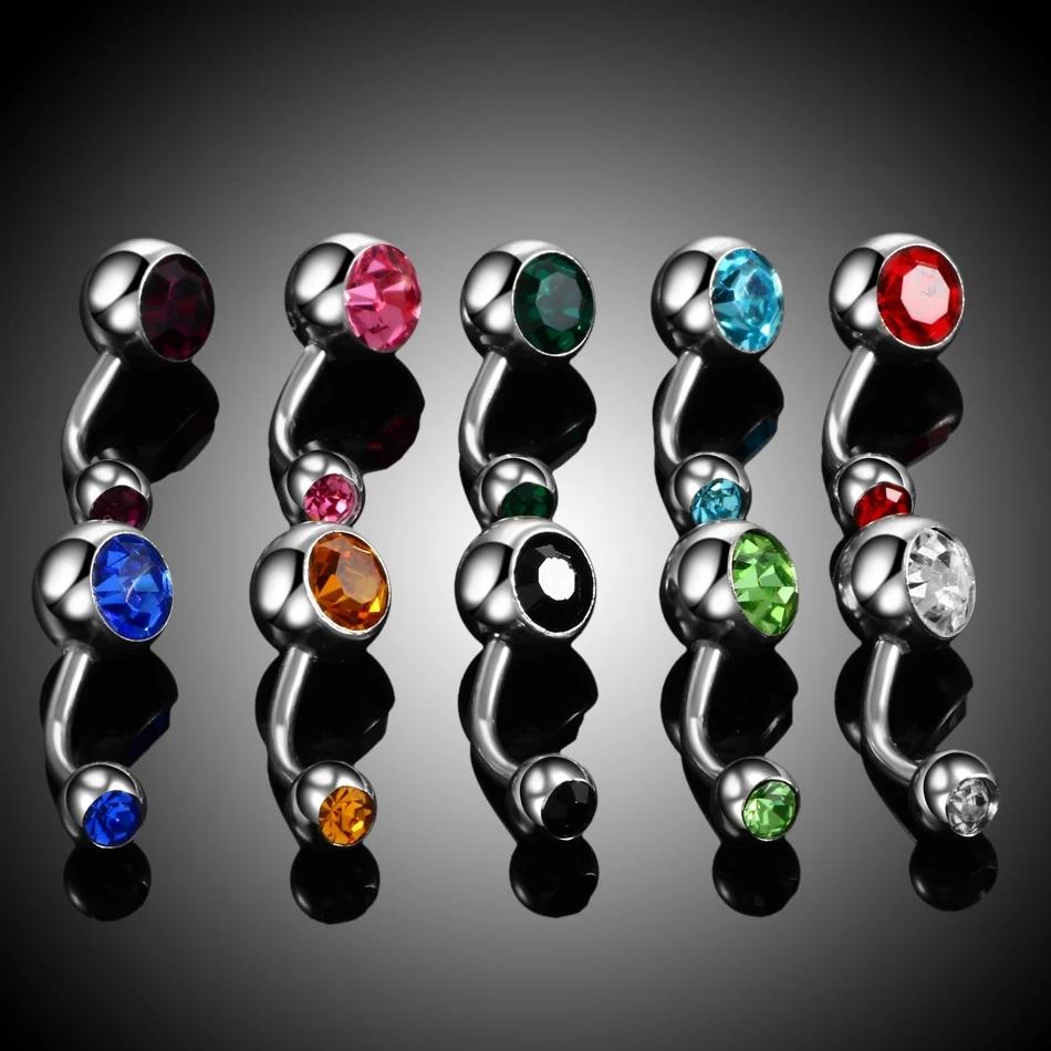10Pcs Stainless Steel Belly Button Piercings Navel Earrings Gemed Goth Belly Rings Piercing Ombligo Punk Body Jewelry Women Men