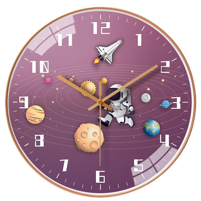 16-inch 40cm Starry Sky Astronaut Wall Clock Cartoon Silent Clock Hanging Watch Home Decoration Wall Clock