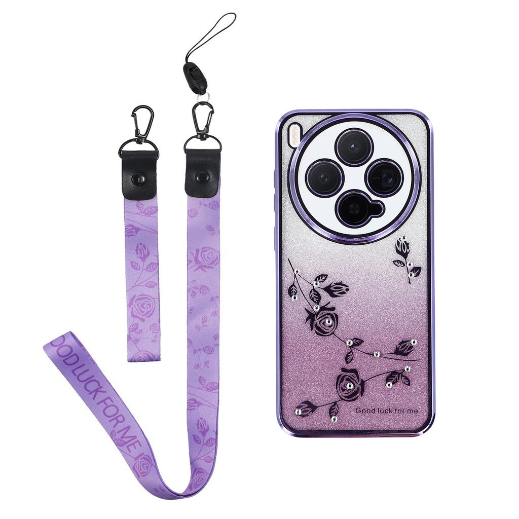 KADEM For vivo X300 5G Case Flower Pattern TPU Gradient Phone Cover with Lanyards