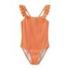 Star Girls Contrast Striped Ruffles One Piece Swimsuit