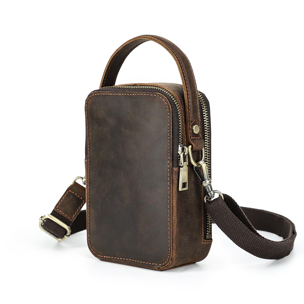 

Men s Genuine Leather Phone Pouch Belt Bag iPhone 16 15 14 13 12 11 Pro Vintage Shoulder Crossbody Waist Pack Mens Mini Bag Genuine Leather кавовий