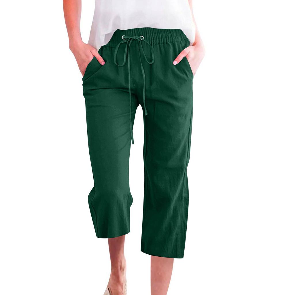 Women's Casual And Fashionable Solid Color Loose Pants With Pocketes