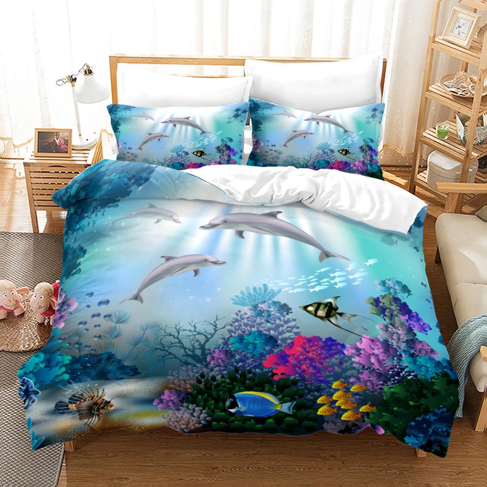 

Polyester Comfortable Marine Animal Shark Pattern Duvet Cover Set With Duvet Cover And Pillowcases King Queen Twin Sizes For All Ages EU single(135x200cm)