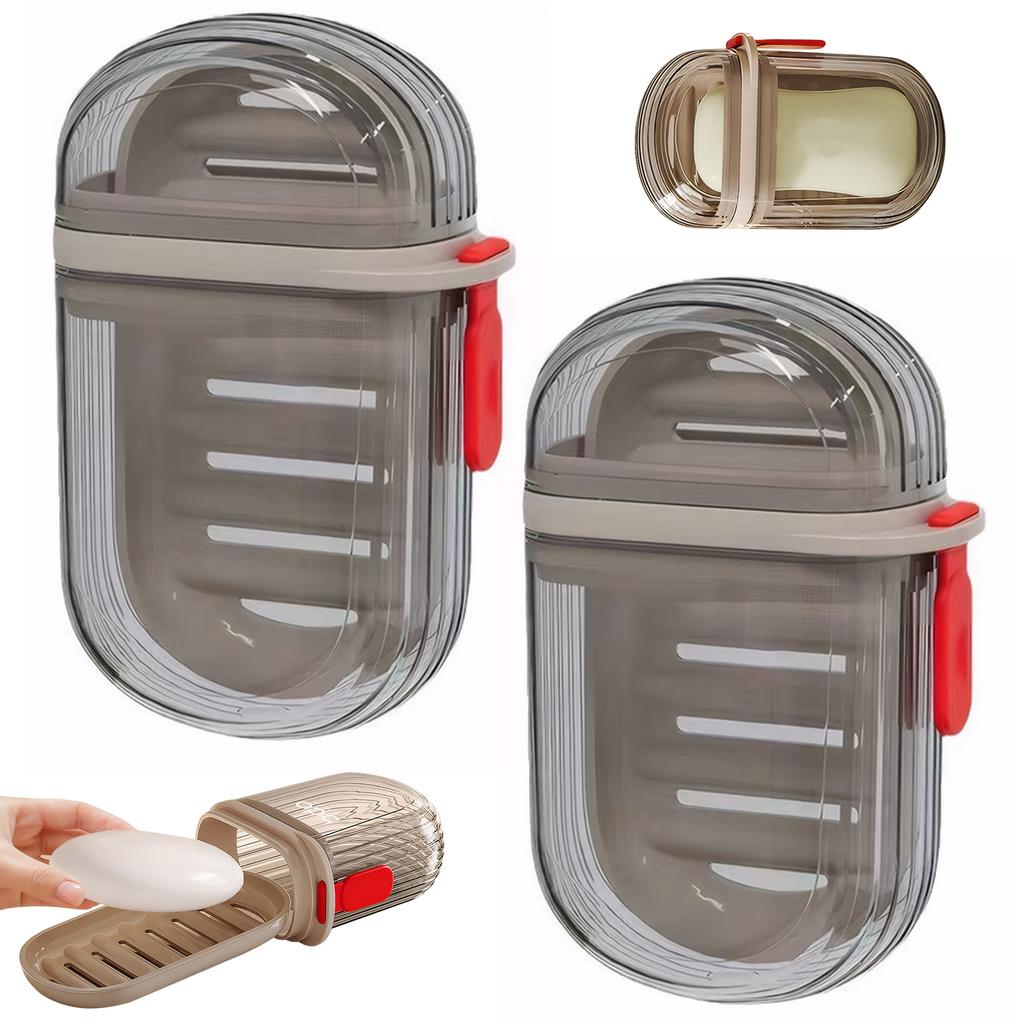 2Pcs Portable Soap Tray Drainable Travel Soap Box Anti-Slip Household Soap Storage Case Bathroom Camping Traveling Supplies