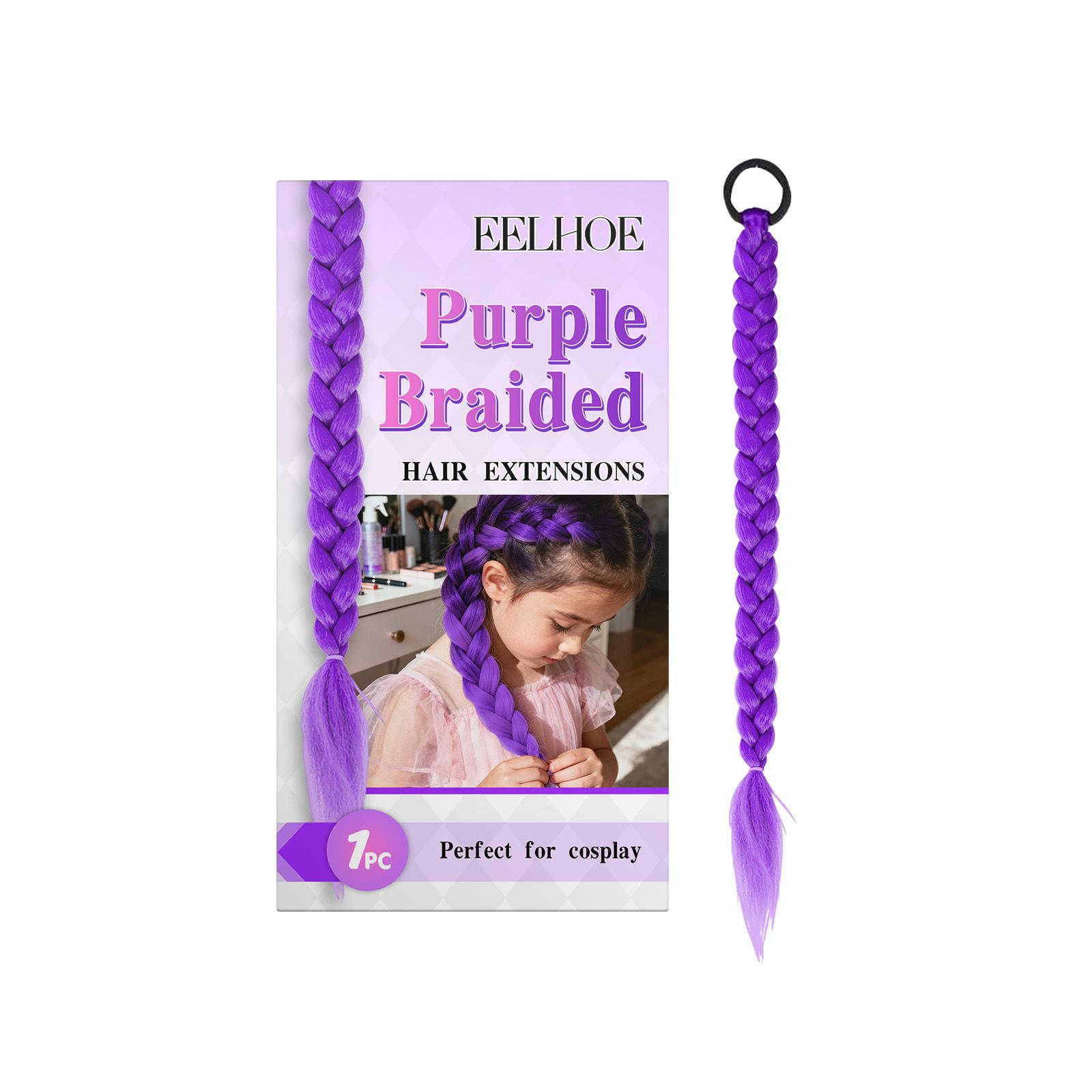 

EELHOE braid ponytail hair extensions natural easy styling purple braid hair pieces 1