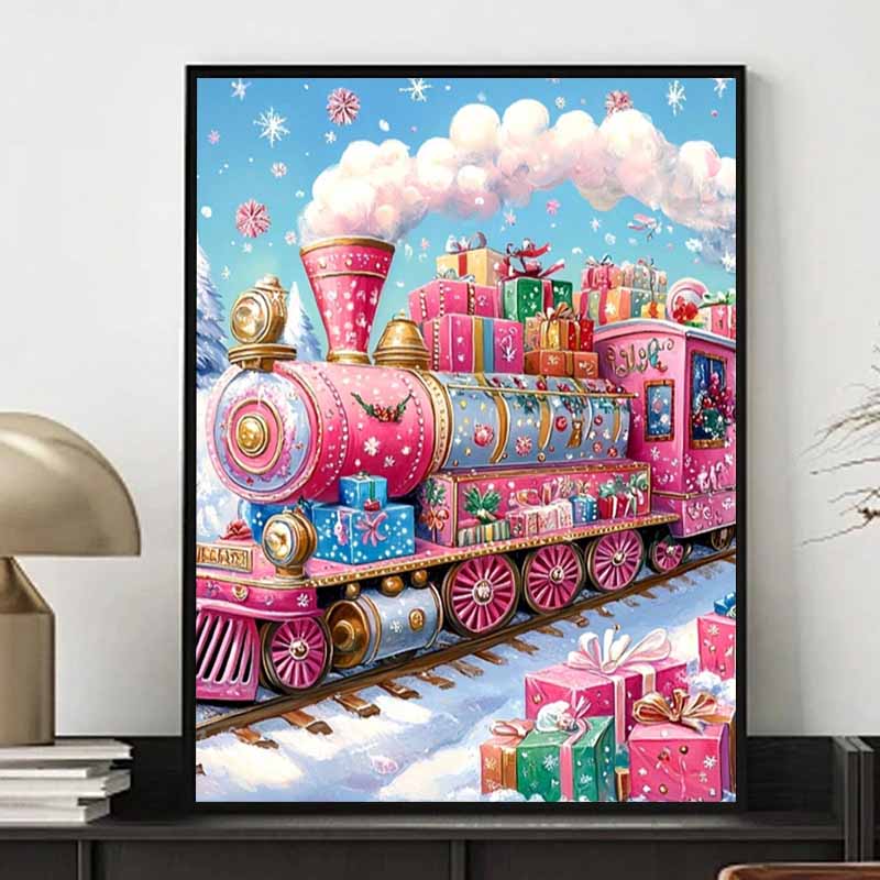Train Diamond Painting Set, 5D Fantasy Colorful Rhinestone Decoration, DIY Diamond Embroidery Crafts and Crafts Decoration Home Wall Mural