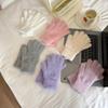Imitation Mink Fur Knitted Gloves Winter Warm Thick Velvet Five Finger Gloves Women Outdoors Cycling Solid Color Mittens
