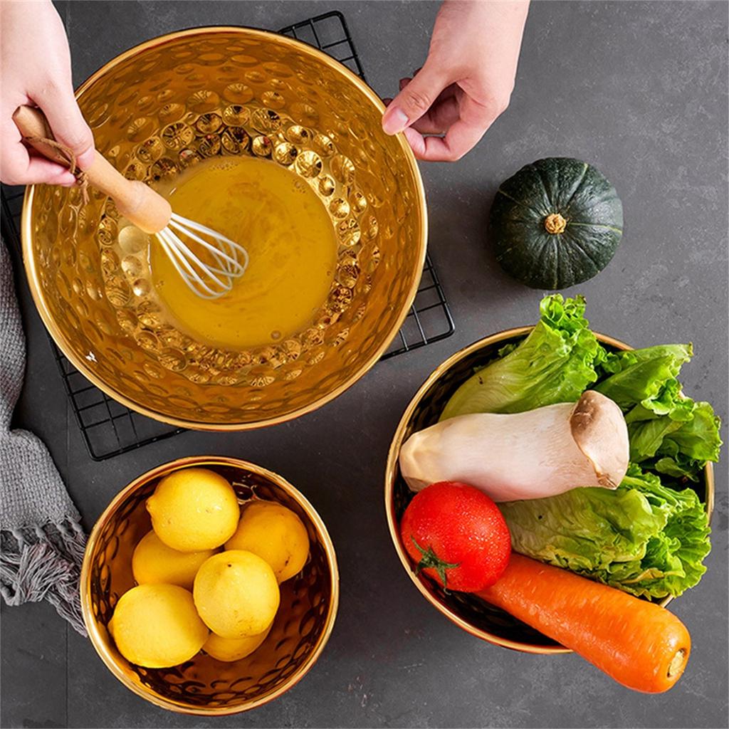 Runde gehämmertes Aluminium Dekoschale Verdickte Back- Misch- Kochschüssel Edelstahl Hammer Servierschüssel