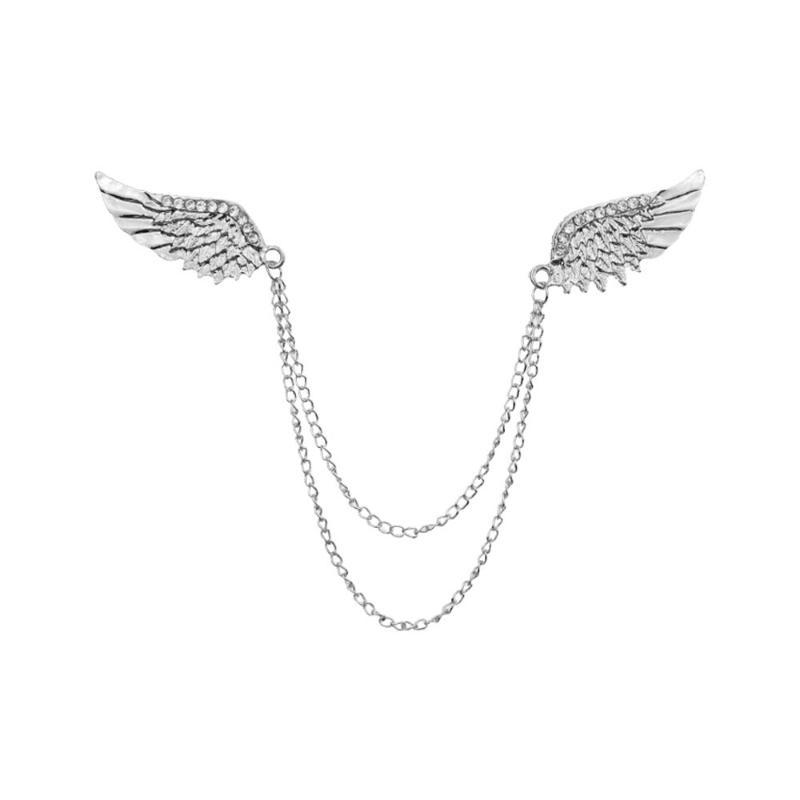 Angel Wing Brooch Metal Tassels Chain Lapel Pins Men Suit Shirt Corsage Gifts For Women Accessories Gift