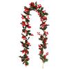 Red Berry Christmas Garland, 175cm Flexible Artificial LED Wreath for Indoor Outdoor Fireplace Stairs Table Winter Holiday Decor